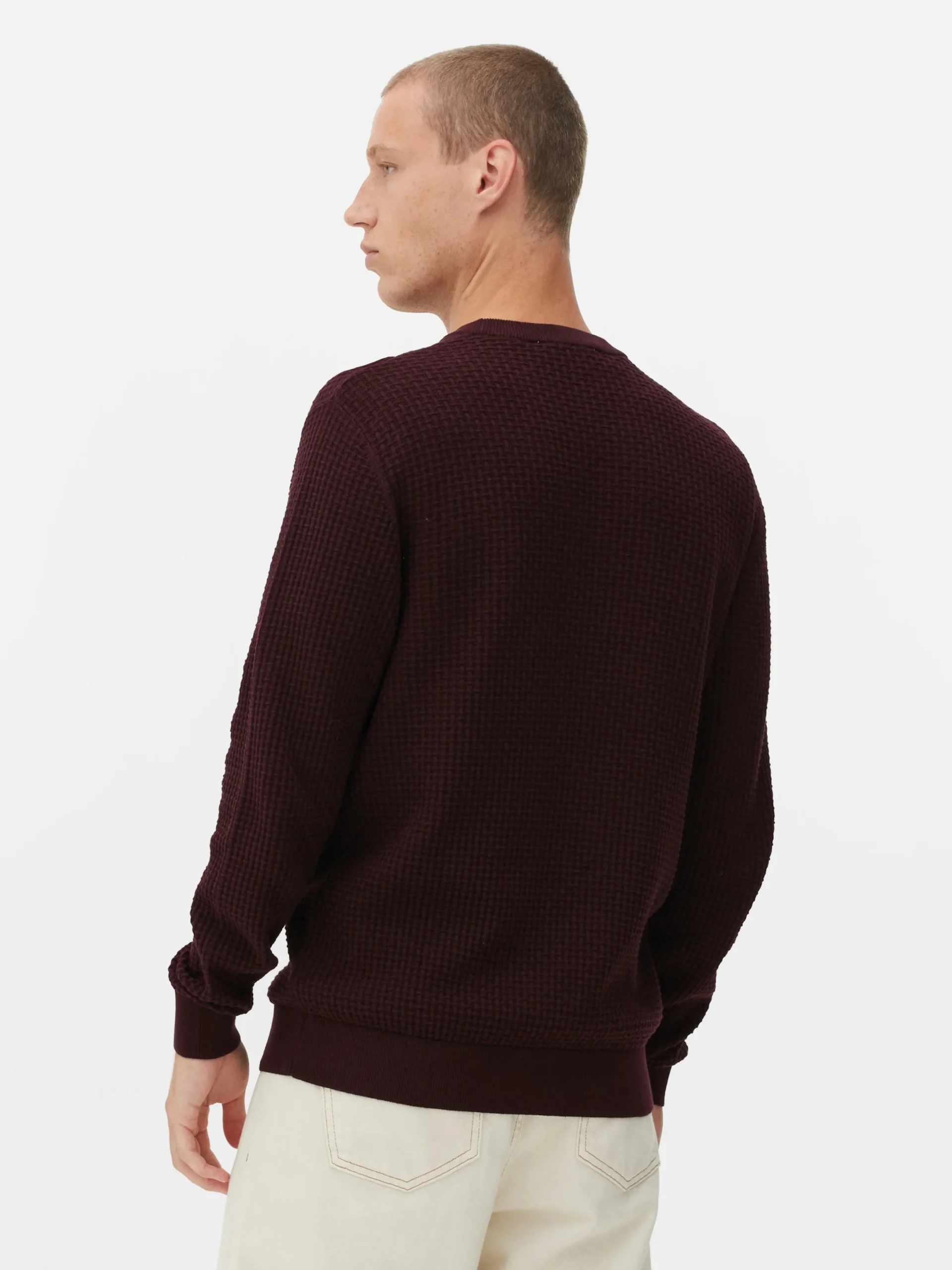 Pullover Und Cardigans|Primark Rundhalspullover Mit Korbstruktur Burgunderrot