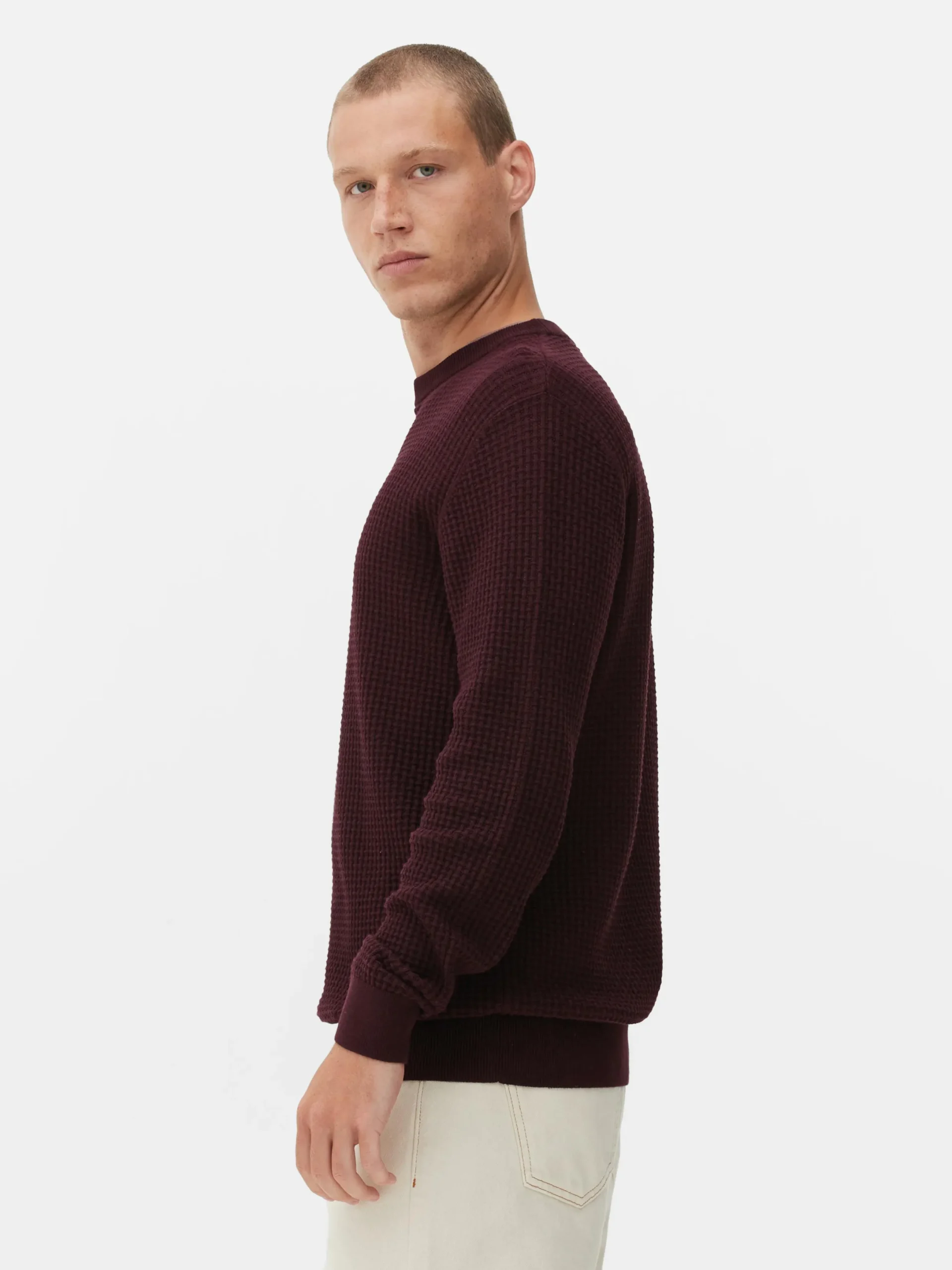 Pullover Und Cardigans|Primark Rundhalspullover Mit Korbstruktur Burgunderrot