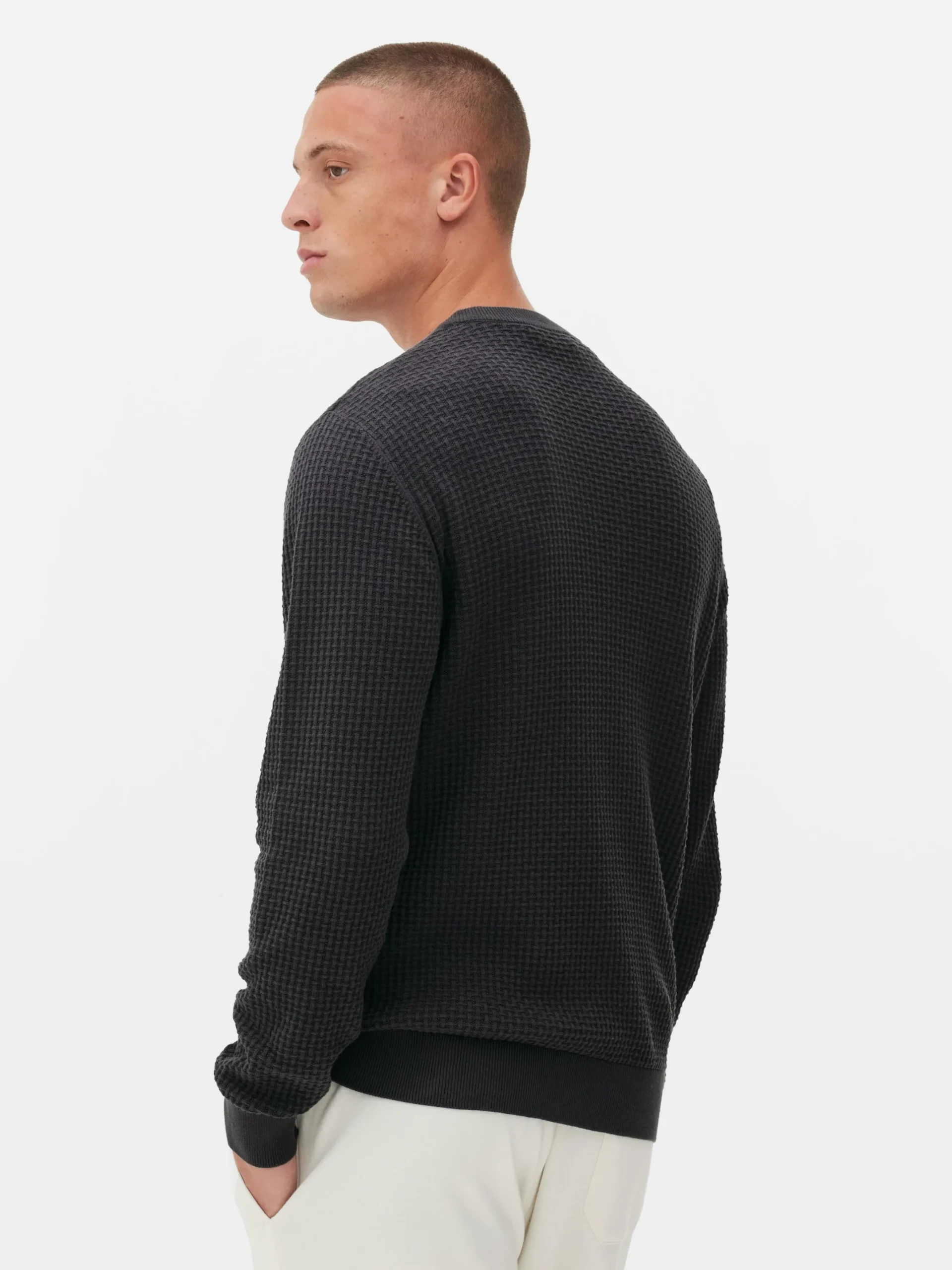 Pullover Und Cardigans|Primark Rundhalspullover Mit Korbstruktur Anthrazitfarben