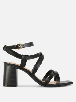 Heels|Primark Sandalen Mit überkreuzten Riemchen Und Blockabsatz Schwarz