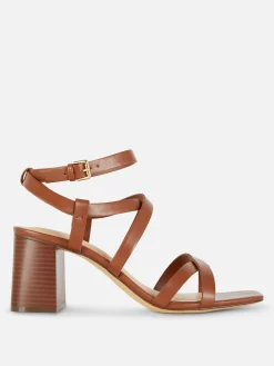 Heels|Primark Sandalen Mit überkreuzten Riemchen Und Blockabsatz Braun