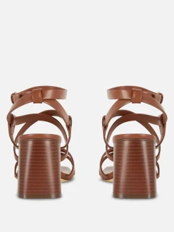 Heels|Primark Sandalen Mit überkreuzten Riemchen Und Blockabsatz Braun