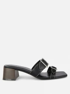 Heels|Primark Sandaletten Mit Blockabsatz Und Schnallenriemen Schwarz