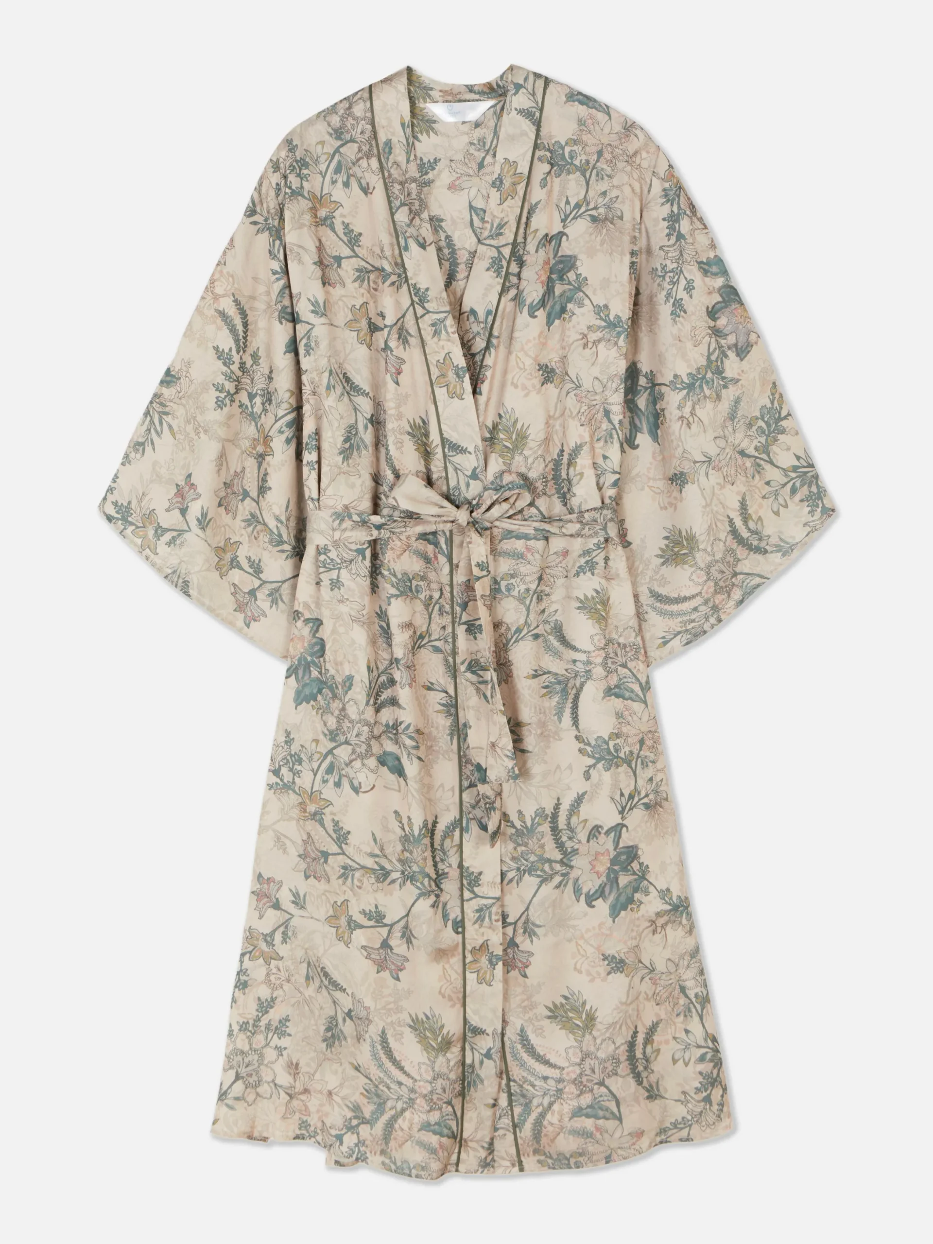 Bademäntel|Primark Satin-Bademantel Mit Blumenmuster Khakifarben