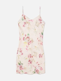 Slips Und Trägertops|Primark Satin-Nachtkleid Mit Blumendetails Rosa