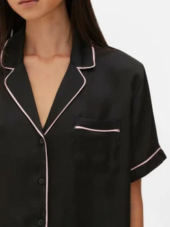 Schlafanzüge|Primark Satin-Schlafanzug Mit Nachthemd Und Shorts Schwarz