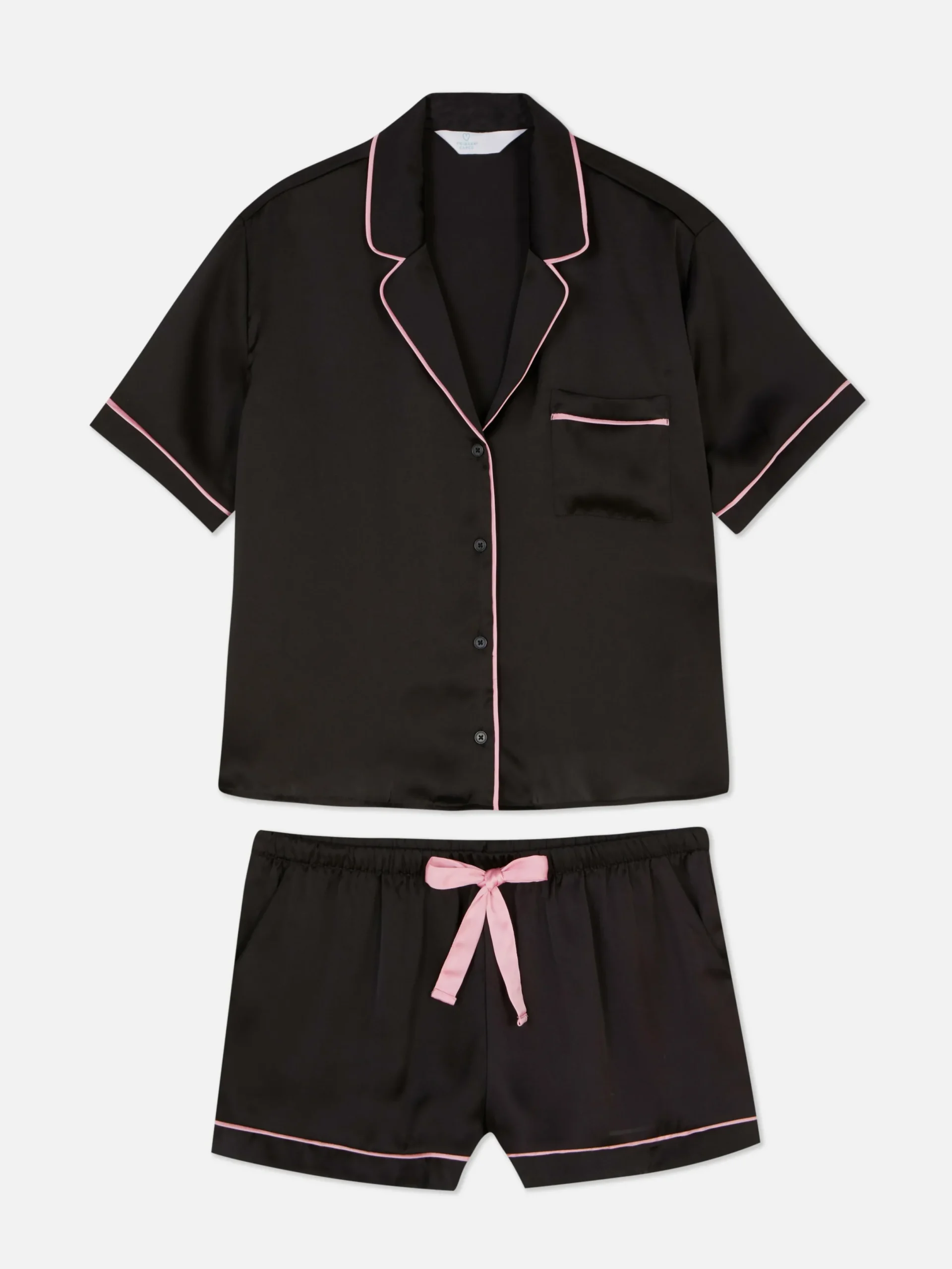Schlafanzüge|Primark Satin-Schlafanzug Mit Nachthemd Und Shorts Schwarz