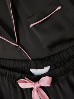 Schlafanzüge|Primark Satin-Schlafanzug Mit Nachthemd Und Shorts Schwarz