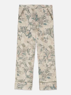 Schlafanzughosen|Primark Satin-Schlafanzughose Mit Blumenmuster Khakifarben