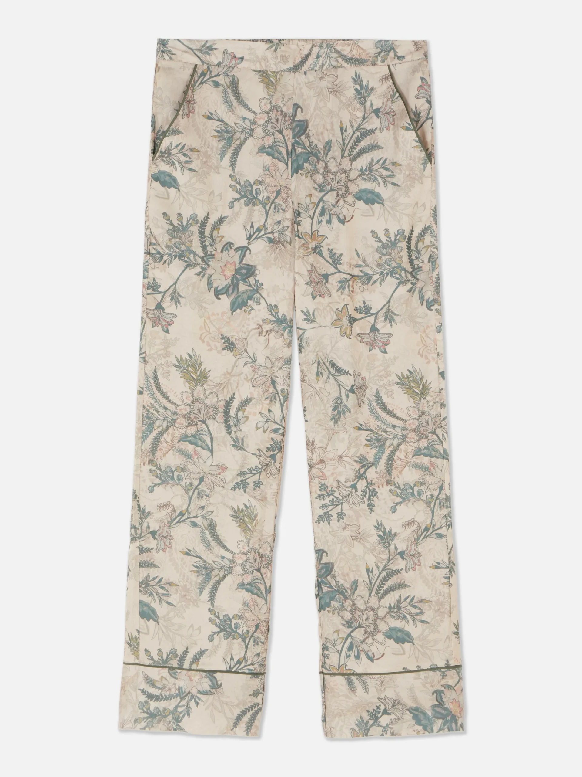 Schlafanzughosen|Primark Satin-Schlafanzughose Mit Blumenmuster Khakifarben