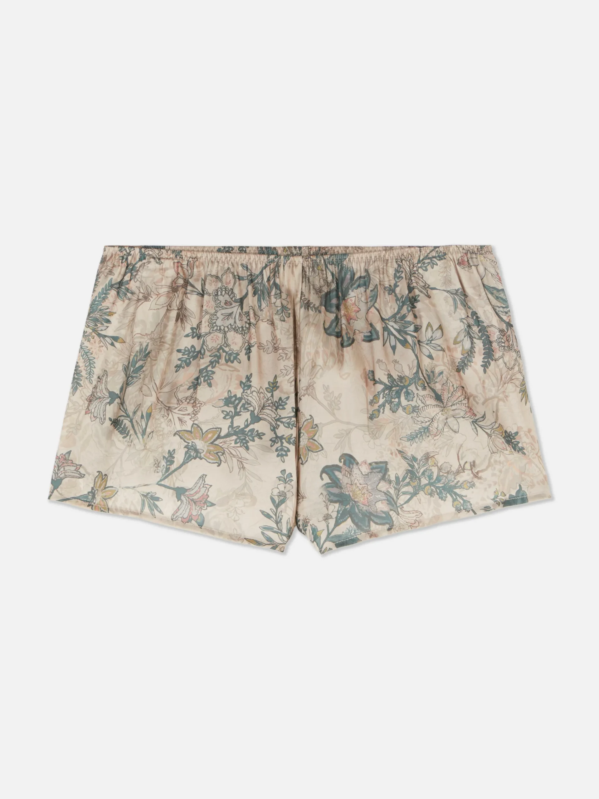 Schlafanzughosen|Primark Satin-Schlafanzugshorts Mit Blumenmuster Khakifarben