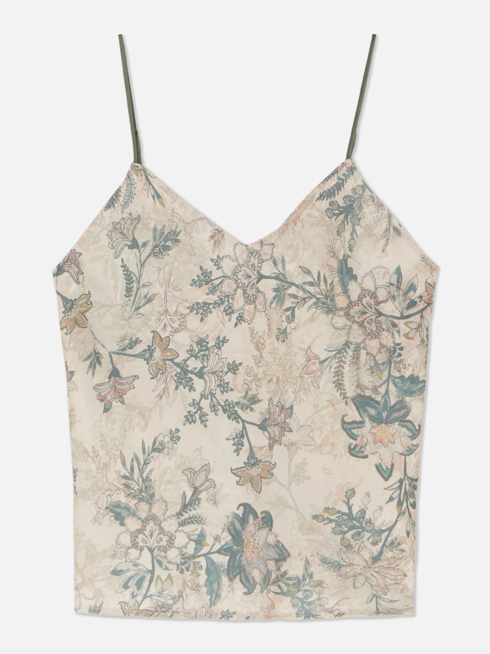 Schlafanzugoberteile|Primark Satin-Schlaftop Mit Blumenmuster Khakifarben