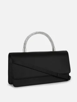 Taschen Und Portemonnaies|Primark Satin-Umhängetasche Mit Strassbesetztem Griff Schwarz
