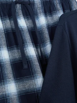 Schlafanzüge|Primark Schlafanzug Aus Gebürsteter Baumwolle Mit Karomuster Blau