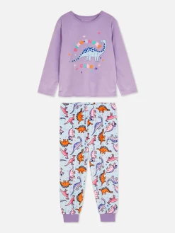Schlafanzüge Und Nachtwäsche|Primark Schlafanzug Aus Velours Mit Dinosauriermotiv Hellblau