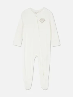 Babygirls Und Strampler|Primark Schlafanzug Aus Velours Mit Schafmotiv Elfenbeinfarben