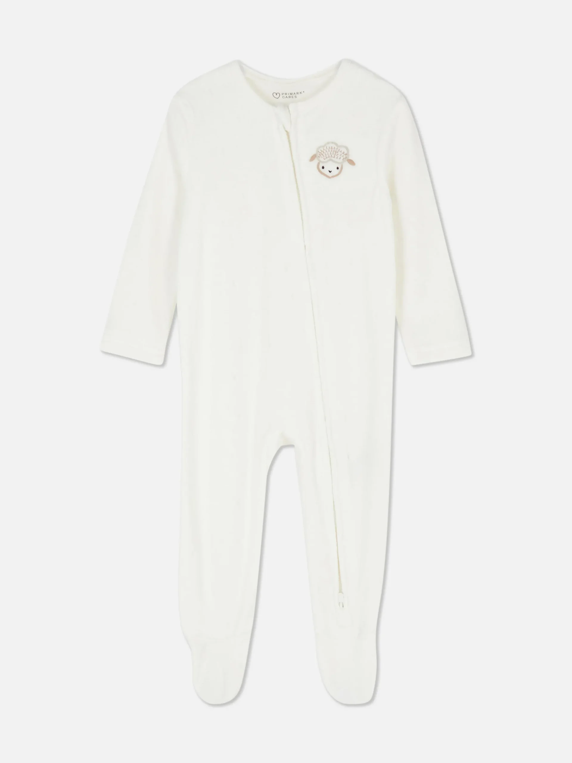 Babygirls Und Strampler|Primark Schlafanzug Aus Velours Mit Schafmotiv Elfenbeinfarben
