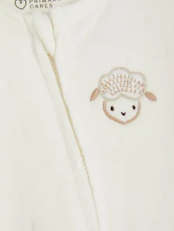 Babygirls Und Strampler|Primark Schlafanzug Aus Velours Mit Schafmotiv Elfenbeinfarben