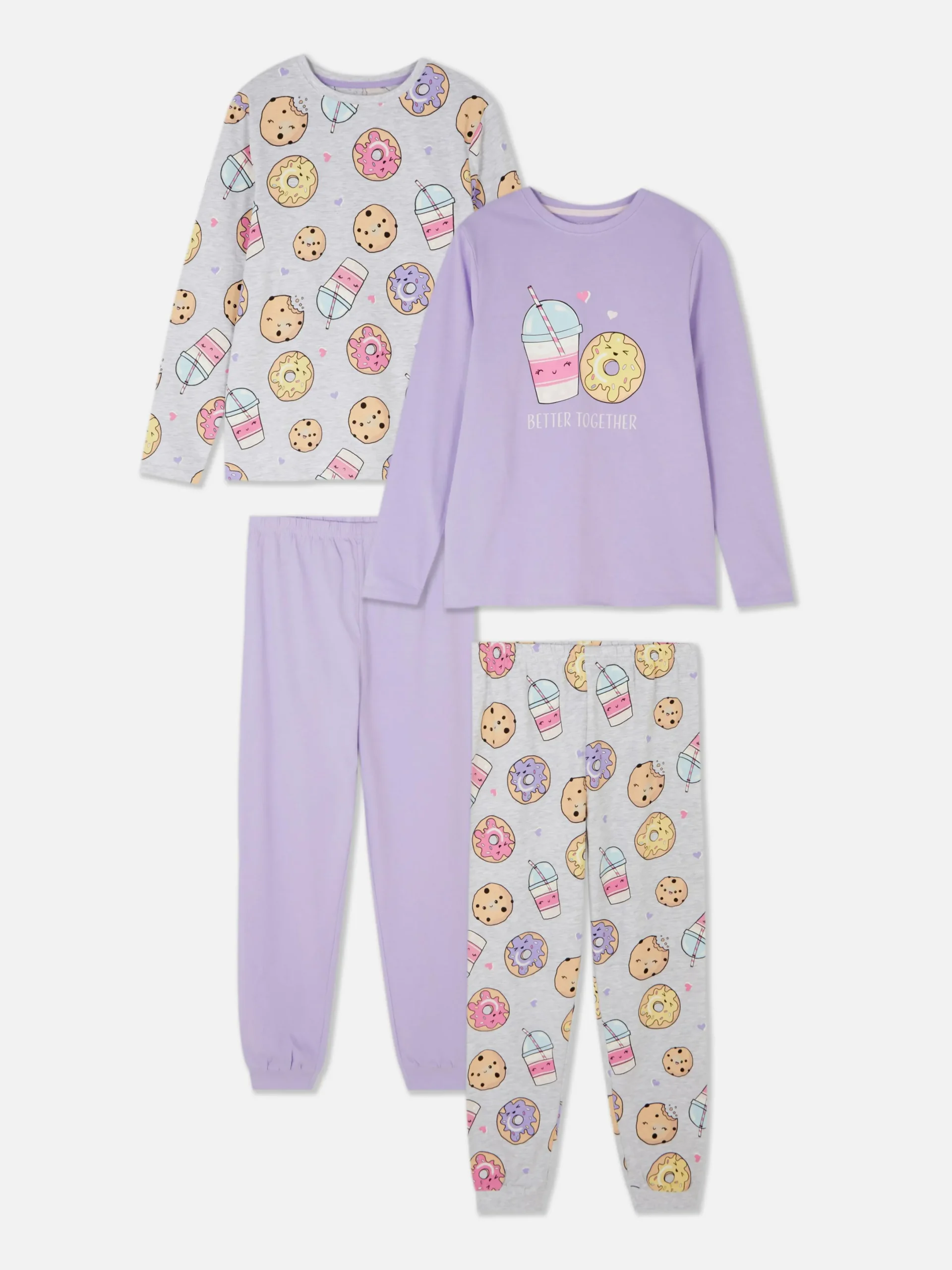 Schlafanzüge Und Nachtwäsche|Primark Schlafanzug Mit Bubble-Tea-Muster, 2er-Pack Multi