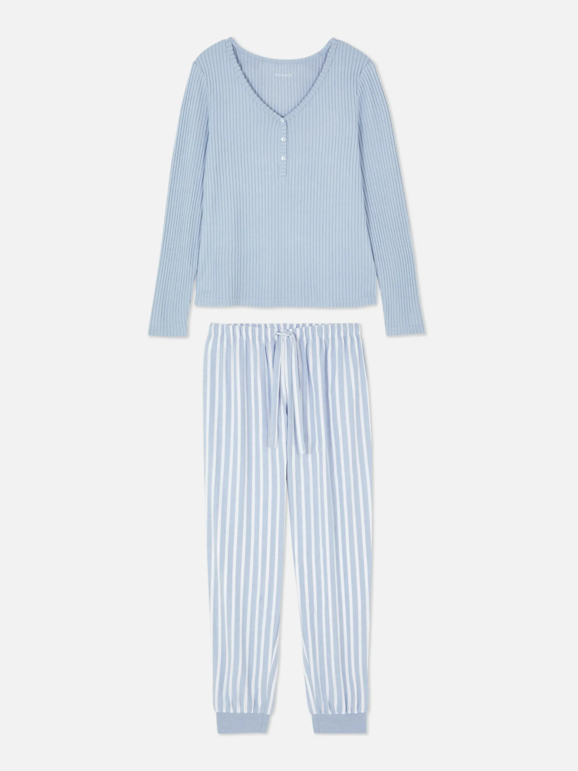 Schlafanzüge|Primark Schlafanzug Mit Henly-Top Und Gemusterter Hose Blau