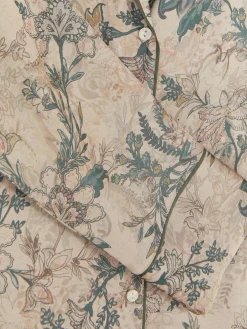Schlafanzugoberteile|Primark Schlafanzughemd Aus Satin Mit Blumenmuster Khakifarben