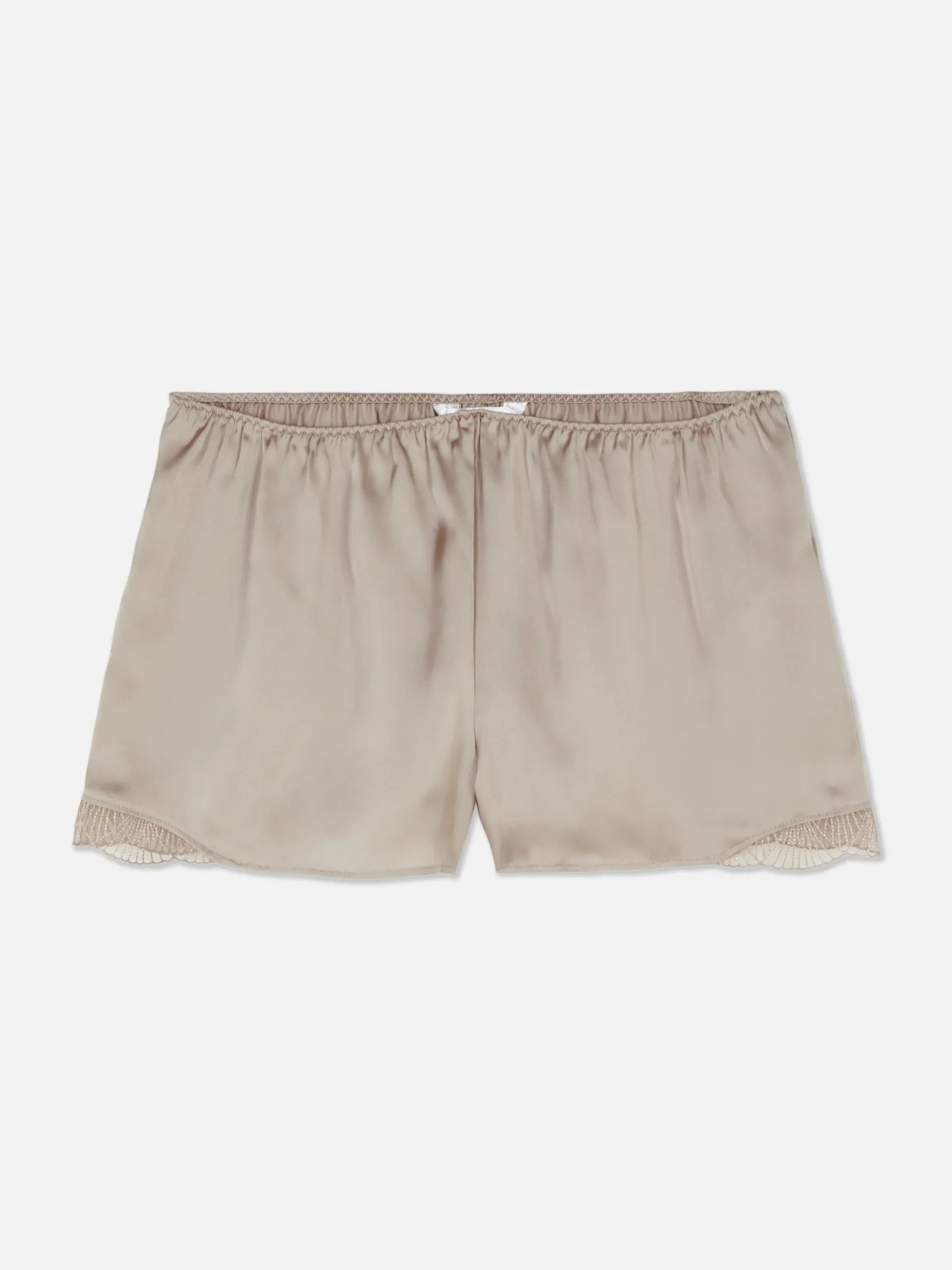 Schlafanzughosen|Primark Schlafanzug-Shorts Aus Satin Mit Spitzenbesatz Mokkafarben