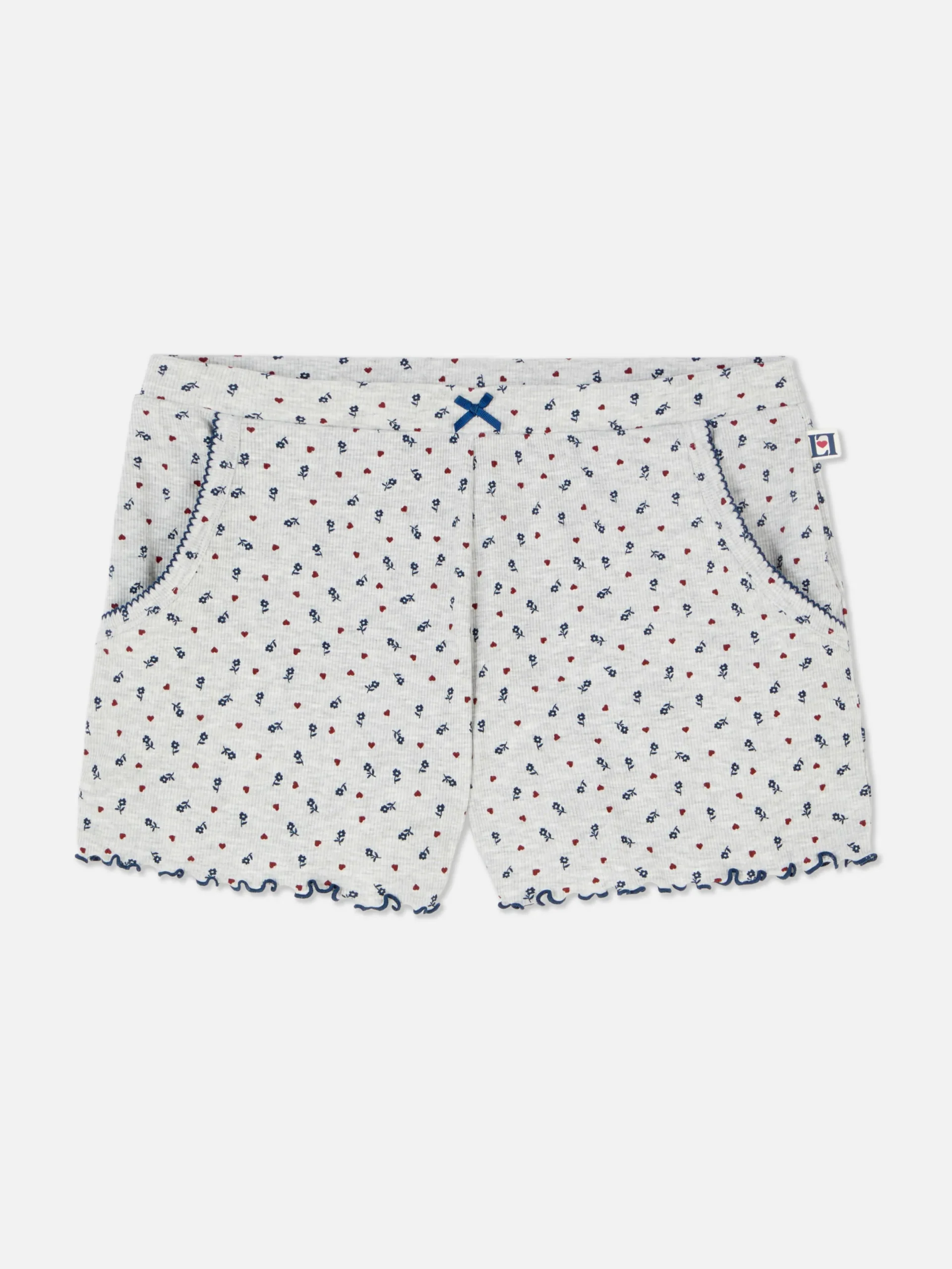 Schlafanzughosen|Primark Schlafanzugshorts Mit Gekräuseltem Saum Und Blumenmuster Grau