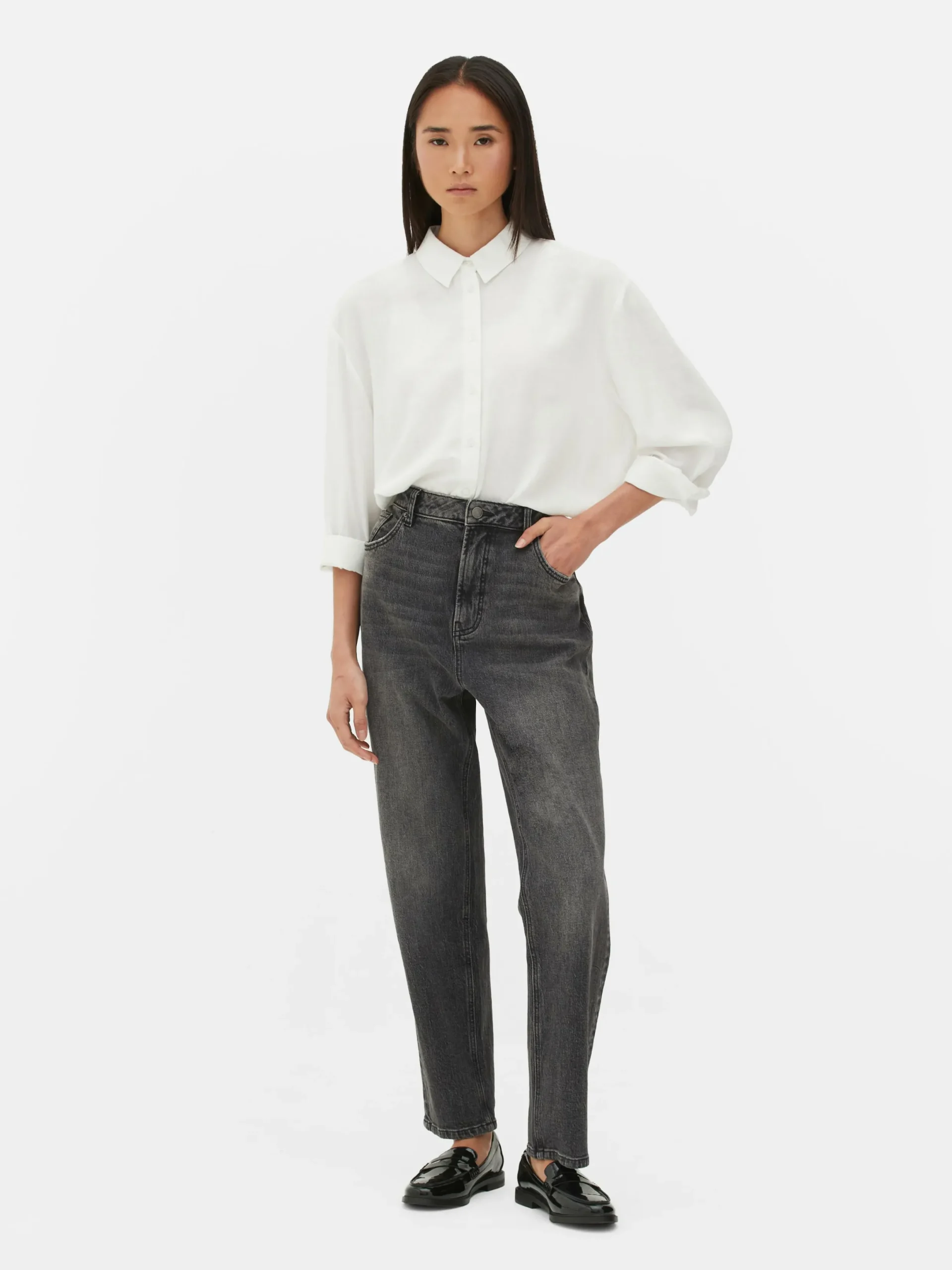 Denim|Jeans|Primark Schmal Geschnittene Jeans Mit Geradem Bein Dunkelgrau