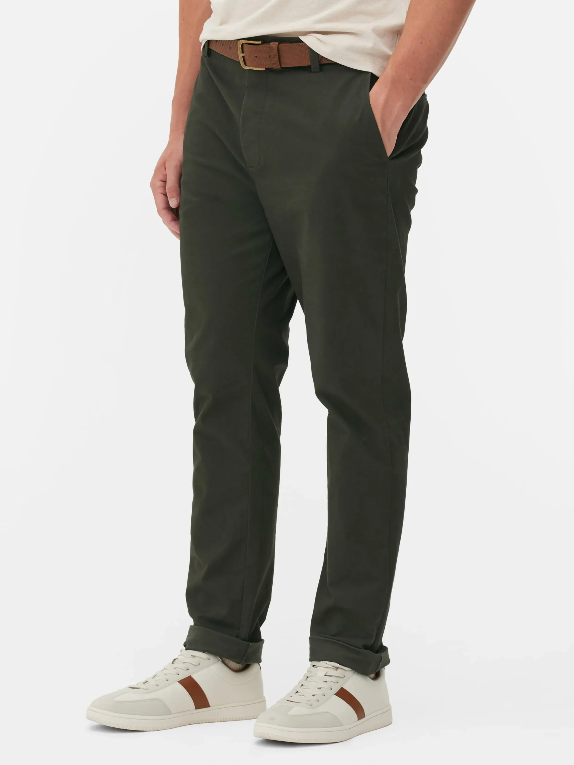 Hosen|Primark Schmale Stretch-Chinohose Khakifarben