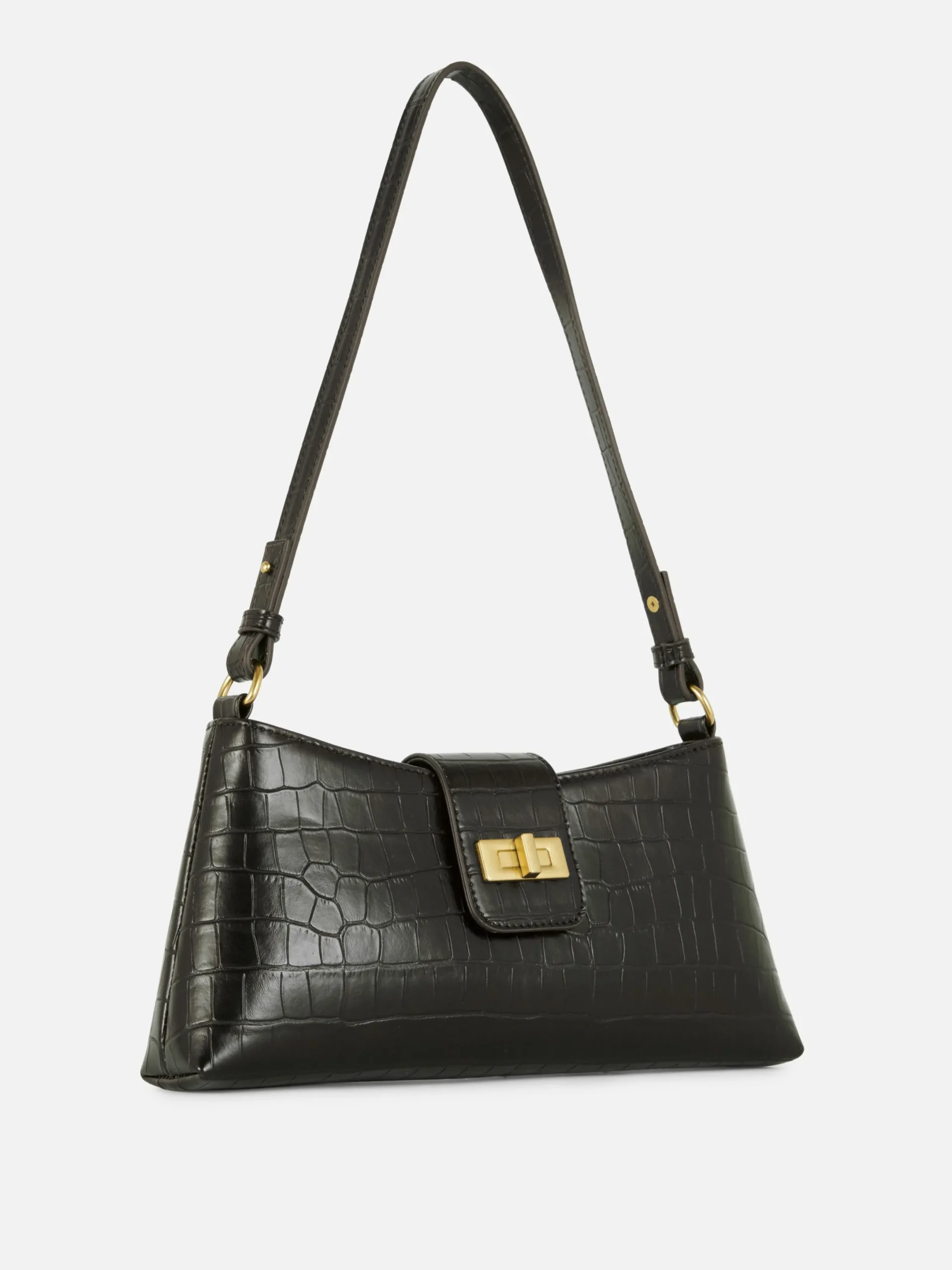 Taschen Und Portemonnaies|Primark Schultertasche In Kroko-Optik Schwarz