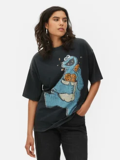 Tops Und T-Shirts|Primark „Sesamstraße Krümelmonster“ T-Shirt Anthrazitfarben