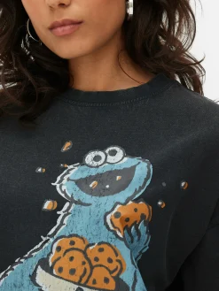 Tops Und T-Shirts|Primark „Sesamstraße Krümelmonster“ T-Shirt Anthrazitfarben