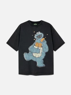 Tops Und T-Shirts|Primark „Sesamstraße Krümelmonster“ T-Shirt Anthrazitfarben