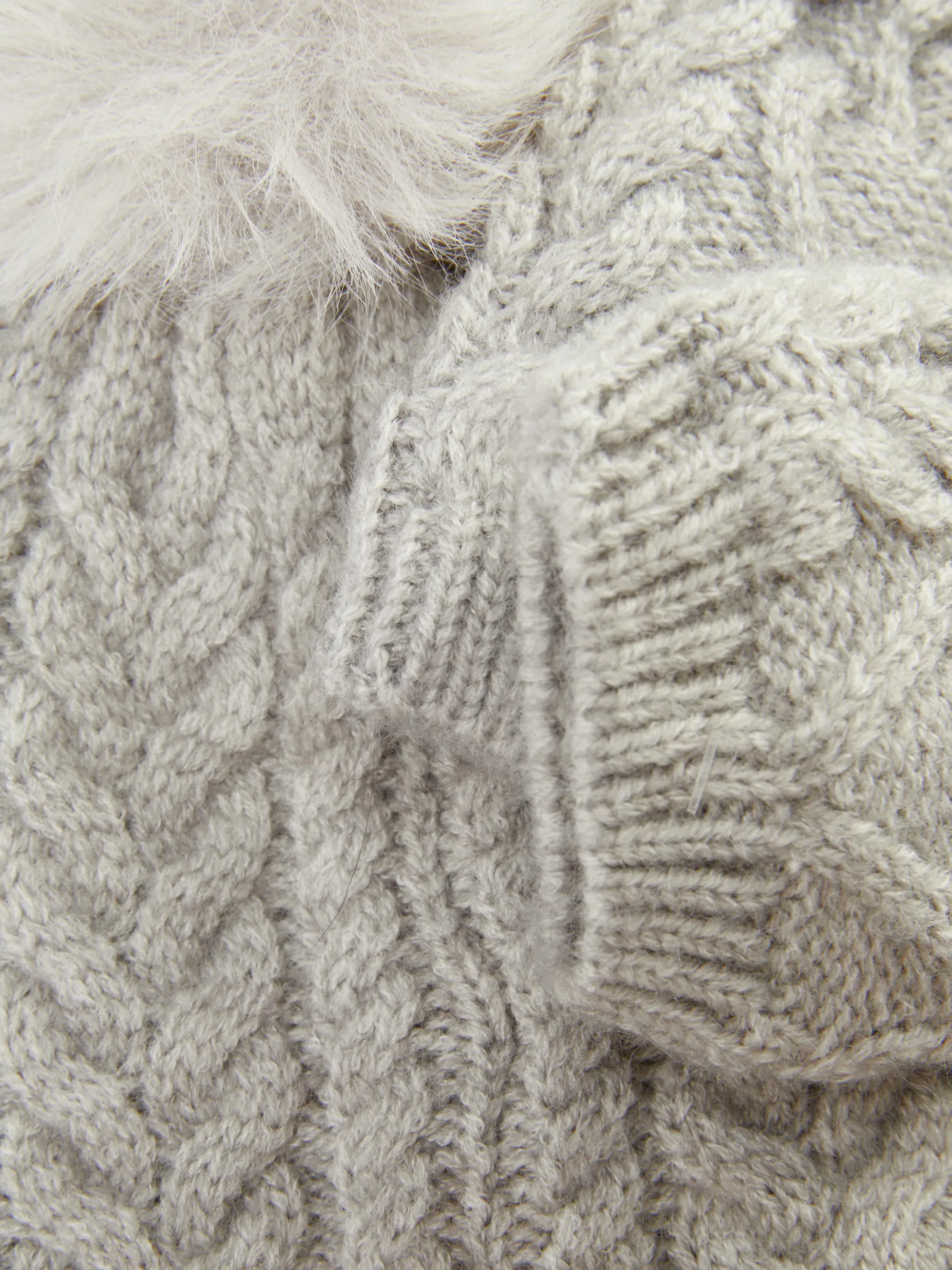 Mützen Und Handschuhe|Primark Set Aus Beanie Und Fäustlingen Mit Zopfmuster Grau