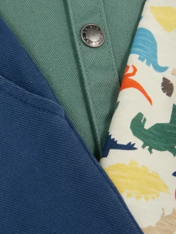 Sets Und Outfits|Primark Set Aus Dinosaurier-T-Shirt, Chinohose Und Hemdjacke Grün