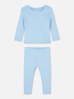 Sets Und Outfits|Primark Set Aus Geripptem T-Shirt Und Leggings Hellblau