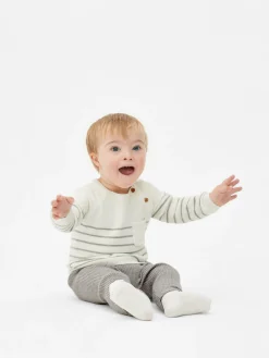 Sets Und Outfits|Primark Set Aus Gestreiftem Strickpullover Und Leggings Grau meliert