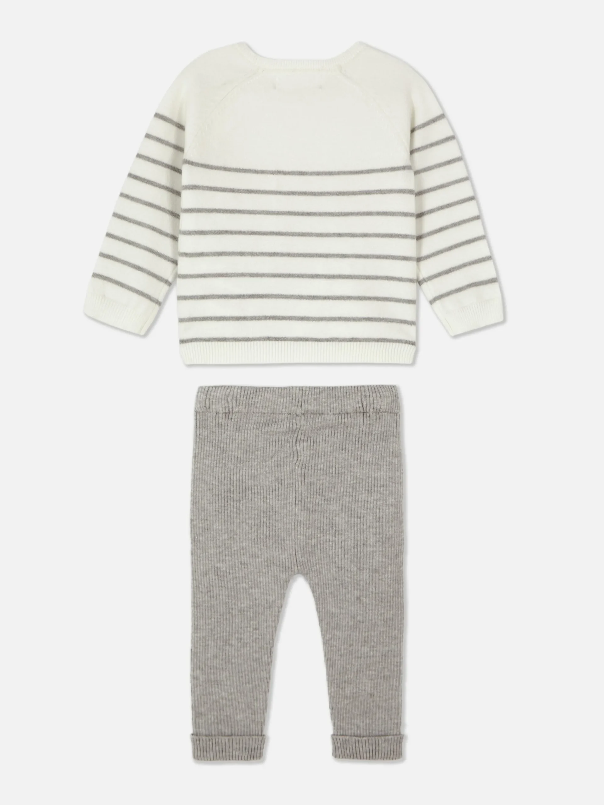 Sets Und Outfits|Primark Set Aus Gestreiftem Strickpullover Und Leggings Grau meliert