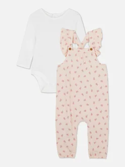 Sets Und Outfits|Sets Und Outfits|Primark Set Aus Pointelle-Body Und Latzhose Mit Blumenmuster Hellrosa