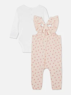 Sets Und Outfits|Sets Und Outfits|Primark Set Aus Pointelle-Body Und Latzhose Mit Blumenmuster Hellrosa