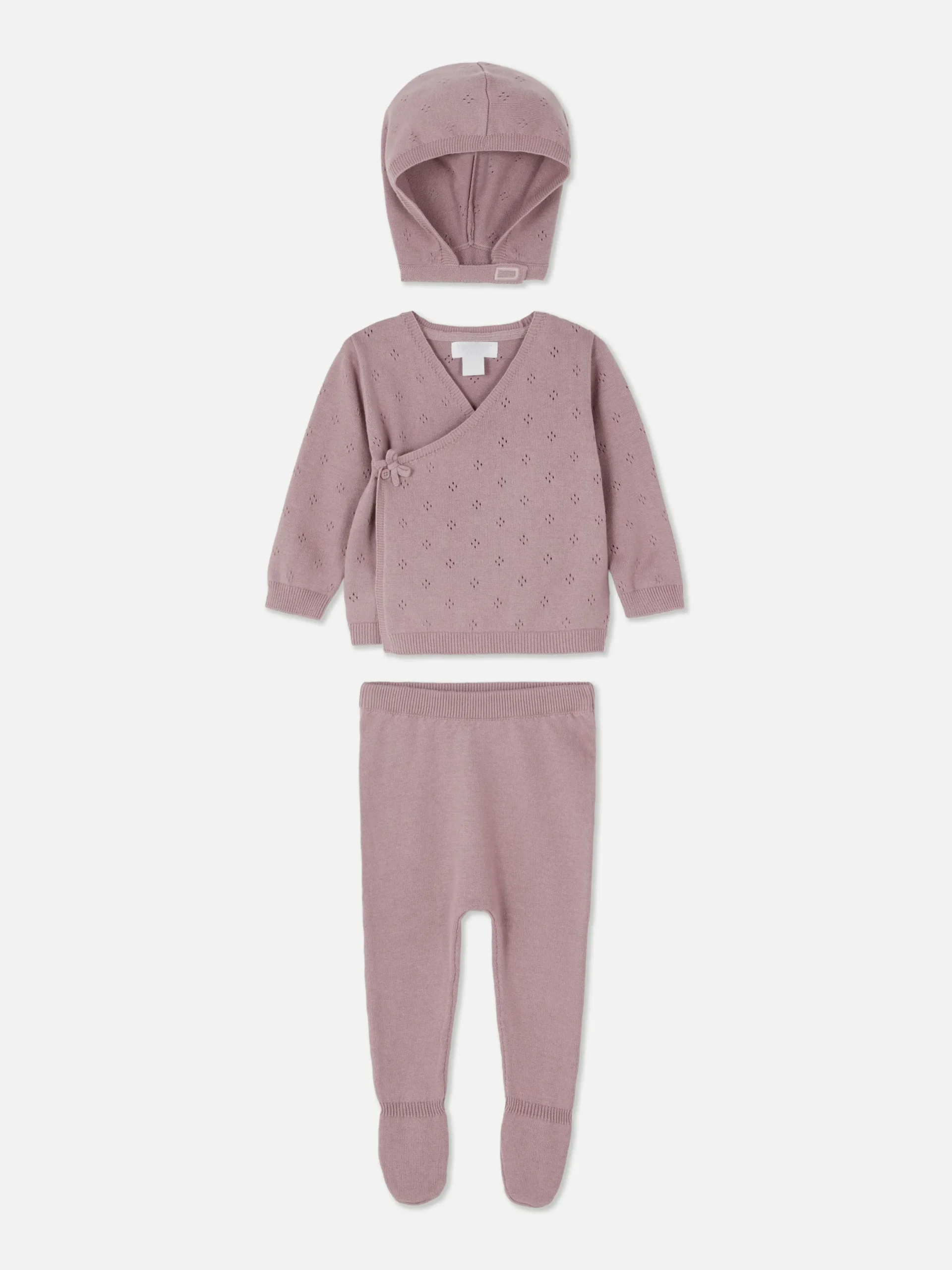 Sets Und Outfits|Primark Set Aus Strick-Cardigan, Leggings Und Kappe Auberginefarben