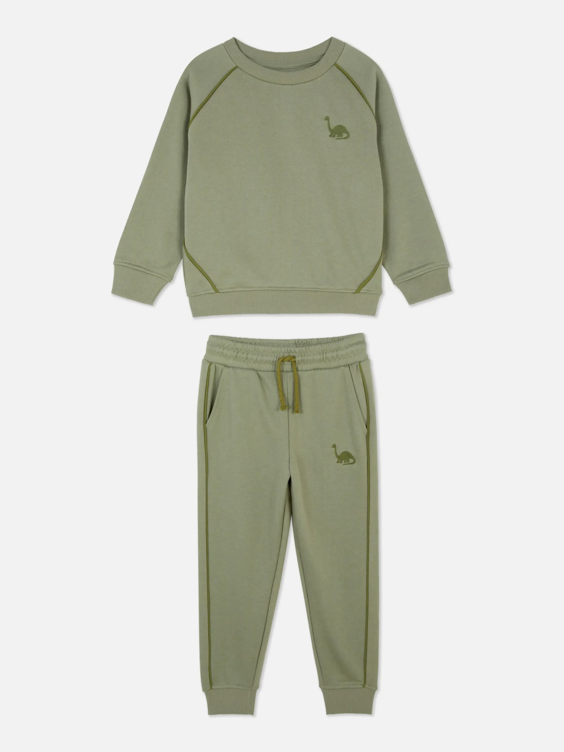 Sets Und Outfits|Primark Set Aus Sweatshirt Und Jogginghose Im Dinosaurier-Design Khakifarben