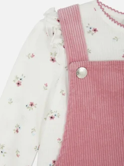 Sets Und Outfits|Primark Set Aus T-Shirt Mit Blumenmuster Und Trägerkleid Aus Cord Rosa