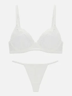 Dessous-Sets|Primark Set Mit Ungefüttertem Spitzen-BH Und G-String Weiß