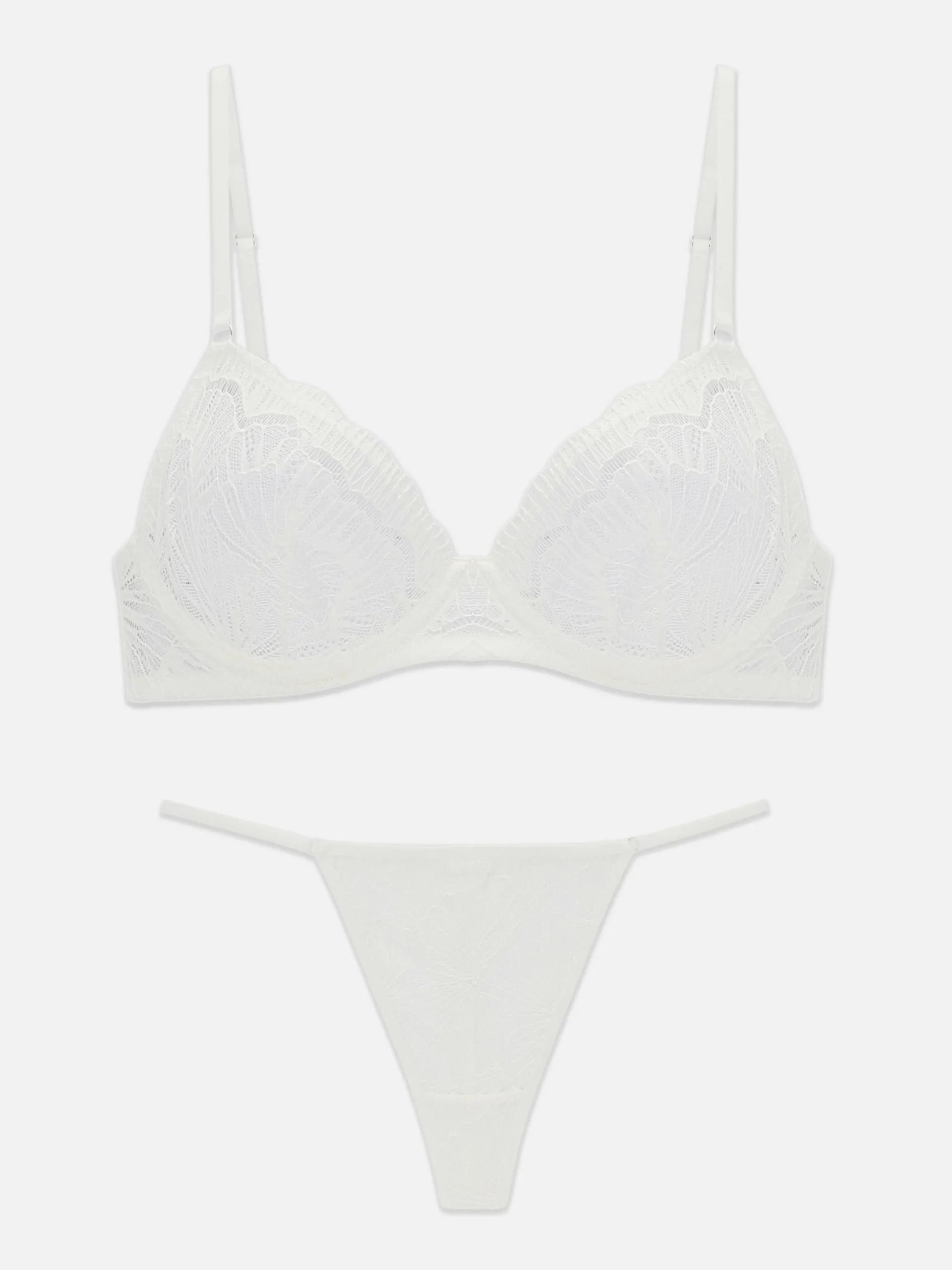Dessous-Sets|Primark Set Mit Ungefüttertem Spitzen-BH Und G-String Weiß