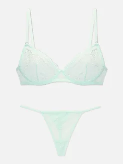 Dessous-Sets|Primark Set Mit Ungefüttertem Spitzen-BH Und G-String Mintgrün