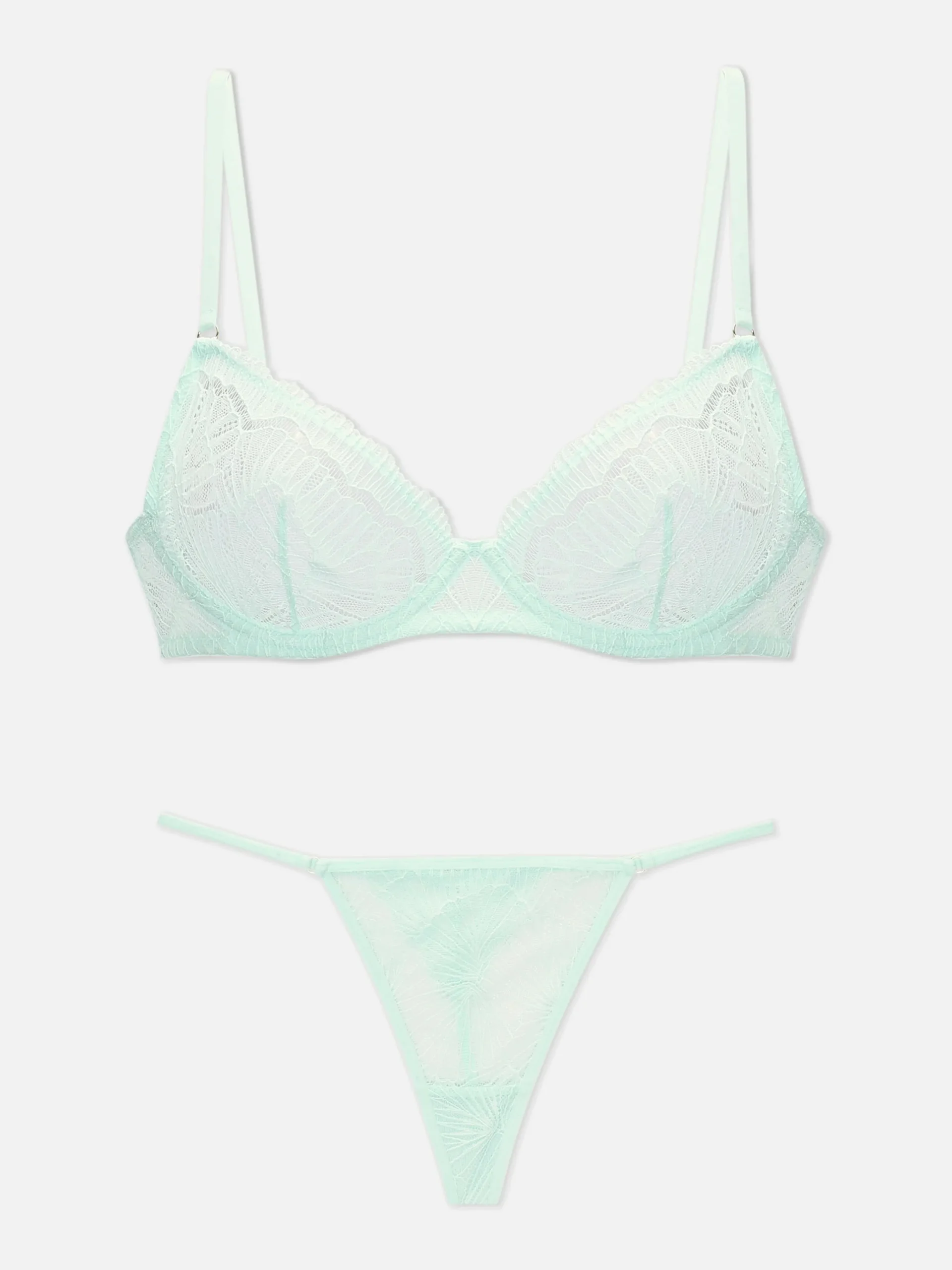 Dessous-Sets|Primark Set Mit Ungefüttertem Spitzen-BH Und G-String Mintgrün