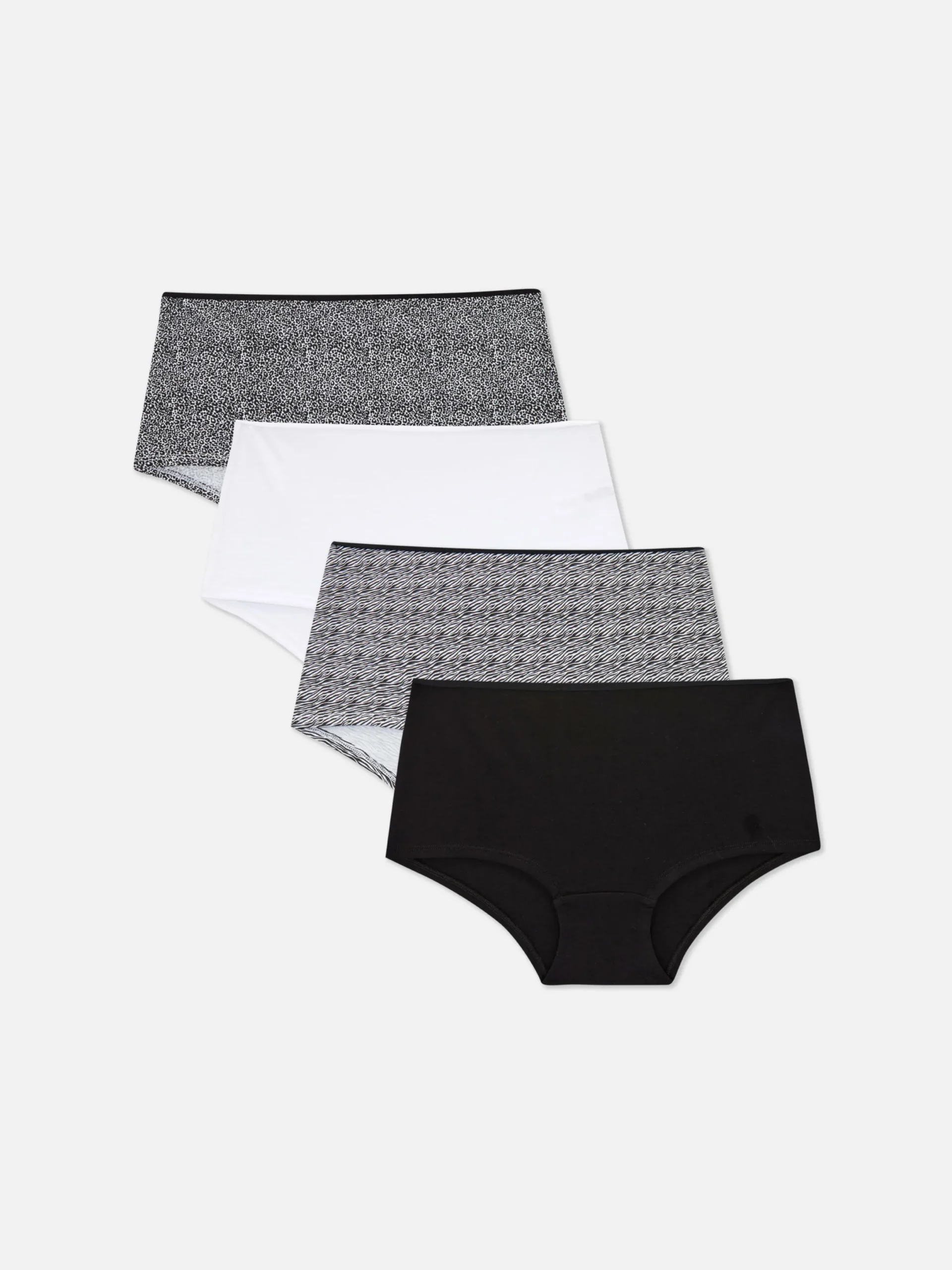 Slips|Primark Shorts Für Jeden Tag, 4er-Pack Schwarz/Weiß