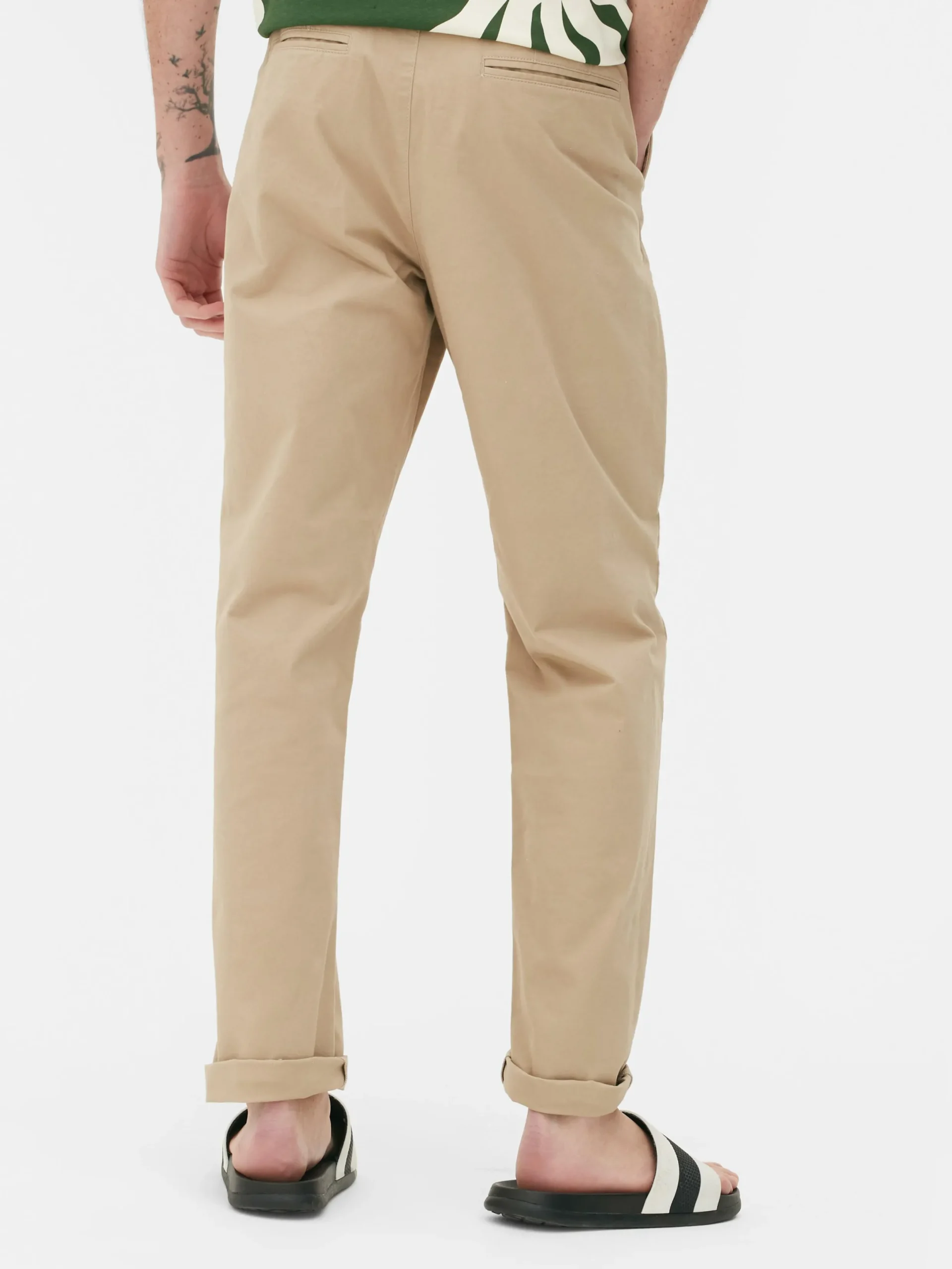 Hosen|Primark Slim Fit Stretch-Chinos Steinfarben