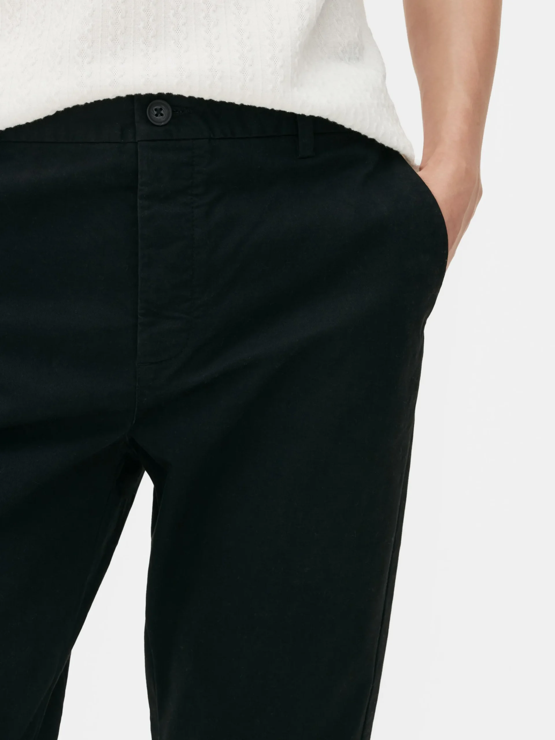 Hosen|Primark Slim Fit Stretch-Chinos Schwarz